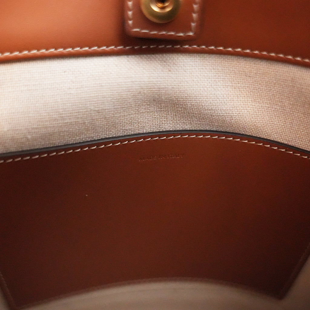 Celine Small Bucket Cuir Triomphe Natural / Tan in Tessuto e Pelle di Vitello