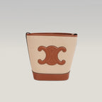 Celine Small Bucket Cuir Triomphe Natural / Tan in Tessuto e Pelle di Vitello