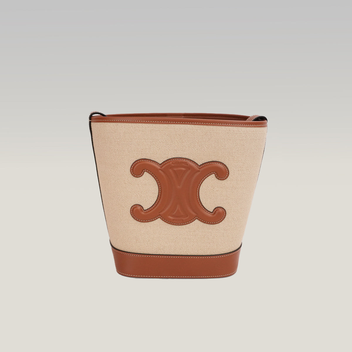 Celine Small Bucket Cuir Triomphe Natural / Tan in Tessuto e Pelle di Vitello