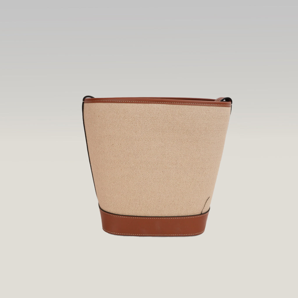 Celine Small Bucket Cuir Triomphe Natural / Tan in Tessuto e Pelle di Vitello