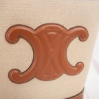 Celine Small Bucket Cuir Triomphe Natural / Tan in Tessuto e Pelle di Vitello