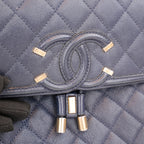 Chanel Filigree Backpack Small Blu in Pelle Caviar Trapuntata con Maxi Logo CC