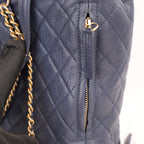 Chanel Filigree Backpack Small Blu in Pelle Caviar Trapuntata con Maxi Logo CC