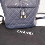Chanel Filigree Backpack Small Blu in Pelle Caviar Trapuntata con Maxi Logo CC