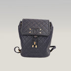 Chanel Filigree Backpack Small Blu in Pelle Caviar Trapuntata con Maxi Logo CC