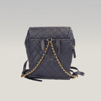 Chanel Filigree Backpack Small Blu in Pelle Caviar Trapuntata con Maxi Logo CC