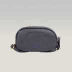 Chanel Filigree Backpack Small Blu in Pelle Caviar Trapuntata con Maxi Logo CC