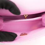 Chanel Coco Handle Small Borsa a Mano in Pelle Caviar Rosa Matelassé con Catena