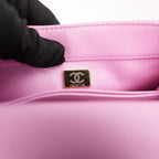Chanel Coco Handle Small Borsa a Mano in Pelle Caviar Rosa Matelassé con Catena