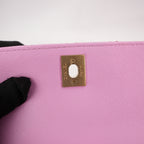 Chanel Coco Handle Small Borsa a Mano in Pelle Caviar Rosa Matelassé con Catena