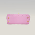 Chanel Coco Handle Small Borsa a Mano in Pelle Caviar Rosa Matelassé con Catena