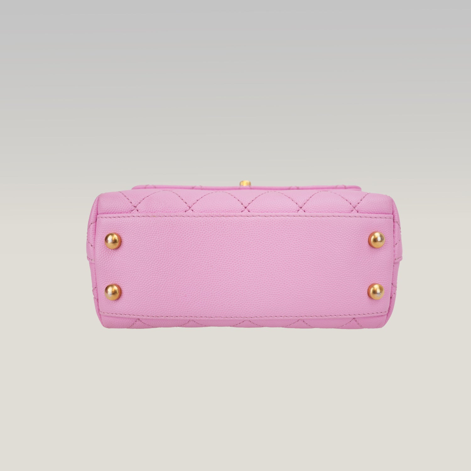 Chanel Coco Handle Small Borsa a Mano in Pelle Caviar Rosa Matelassé con Catena