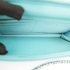 Chanel WOC Classica Azzurro Turchese in Pelle di Agnello Trapuntata con Hardware Argento e Carta di Autenticità