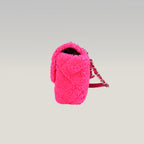 Chanel Coco Beach Flap Bag Media in Tessuto Teddy Rosa Fucsia con Logo CC Argentato – Serie 27