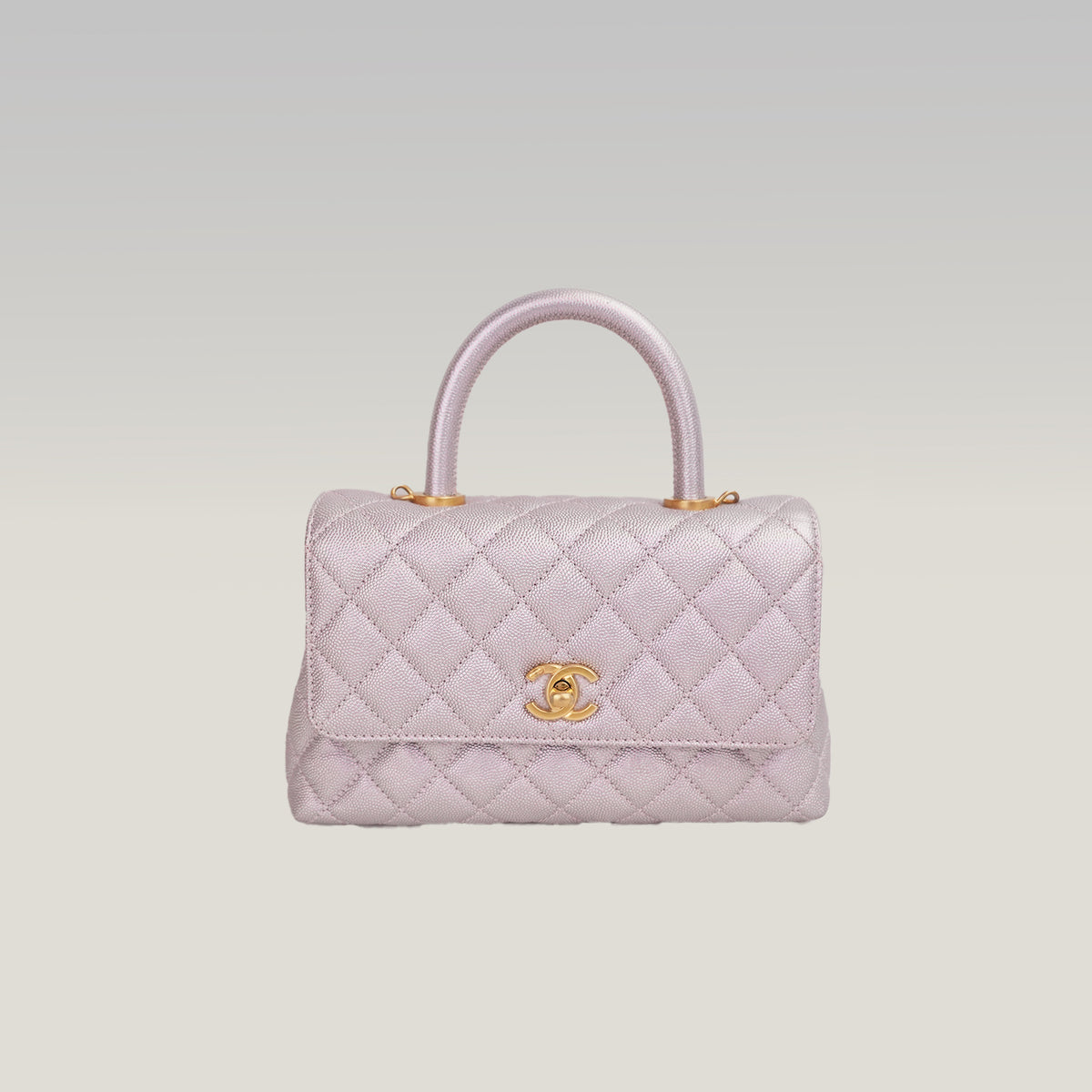 Chanel Coco Handle Small Iridescente Lilla in Pelle Caviar con Hardware Dorato