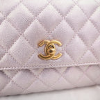 Chanel Coco Handle Small Iridescente Lilla in Pelle Caviar con Hardware Dorato