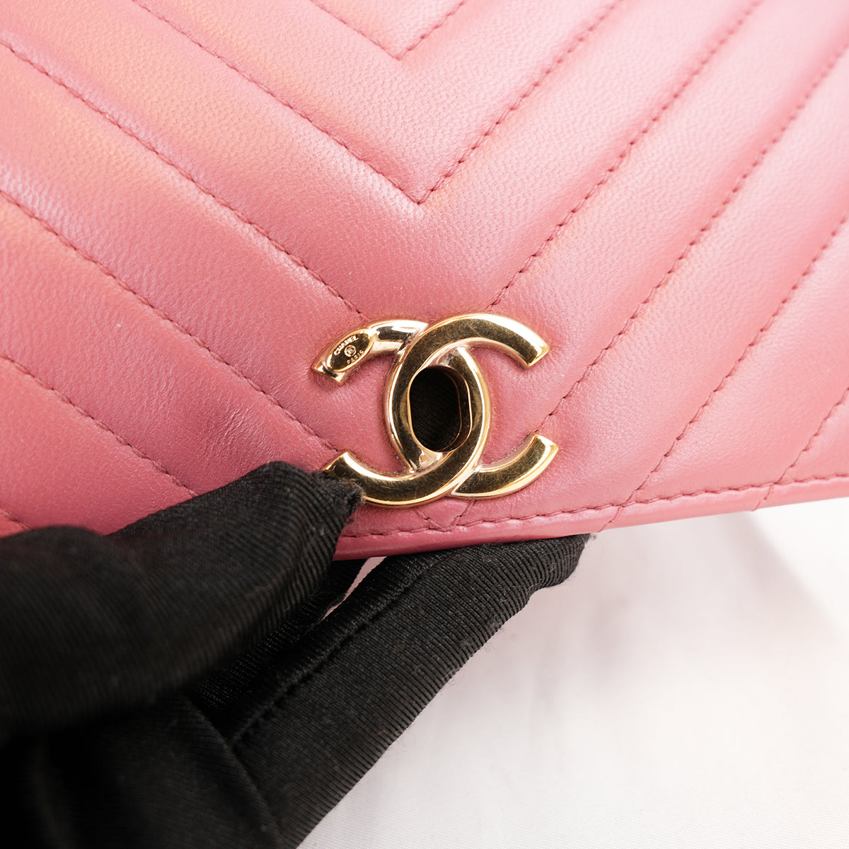 Chanel Trendy CC Wallet on Chain Rosa Chevron in Pelle di Agnello con Hardware Dorato