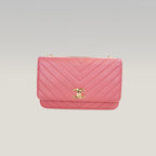 Chanel Trendy CC Wallet on Chain Rosa Chevron in Pelle di Agnello con Hardware Dorato