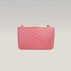 Chanel Trendy CC Wallet on Chain Rosa Chevron in Pelle di Agnello con Hardware Dorato