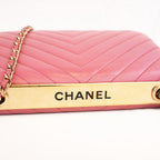 Chanel Trendy CC Wallet on Chain Rosa Chevron in Pelle di Agnello con Hardware Dorato