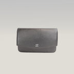 Chanel Sevruga Wallet on Chain WOC in Pelle Nera con Logo CC Argentato – 2016