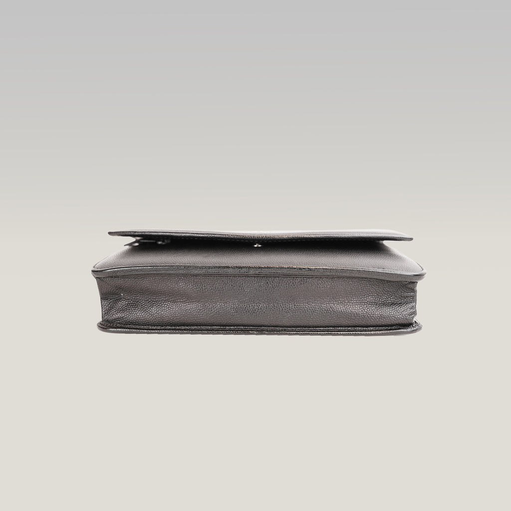 Chanel Sevruga Wallet on Chain WOC in Pelle Nera con Logo CC Argentato – 2016