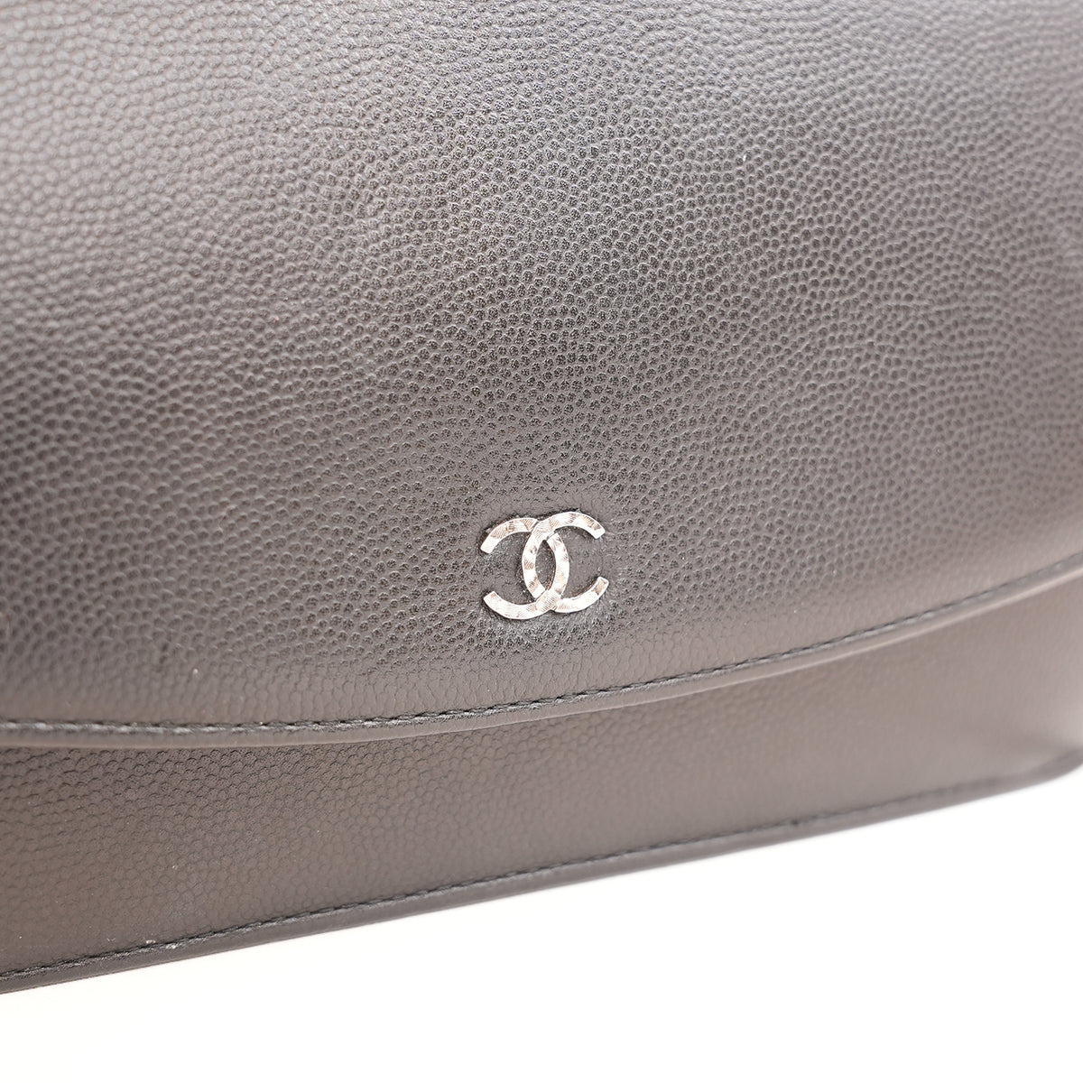 Chanel Sevruga Wallet on Chain WOC in Pelle Nera con Logo CC Argentato – 2016