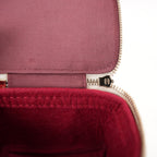 Chanel Mini Vanity Borsa a Spalla in Pelle di Agnello Bianca Matelassé con Catena