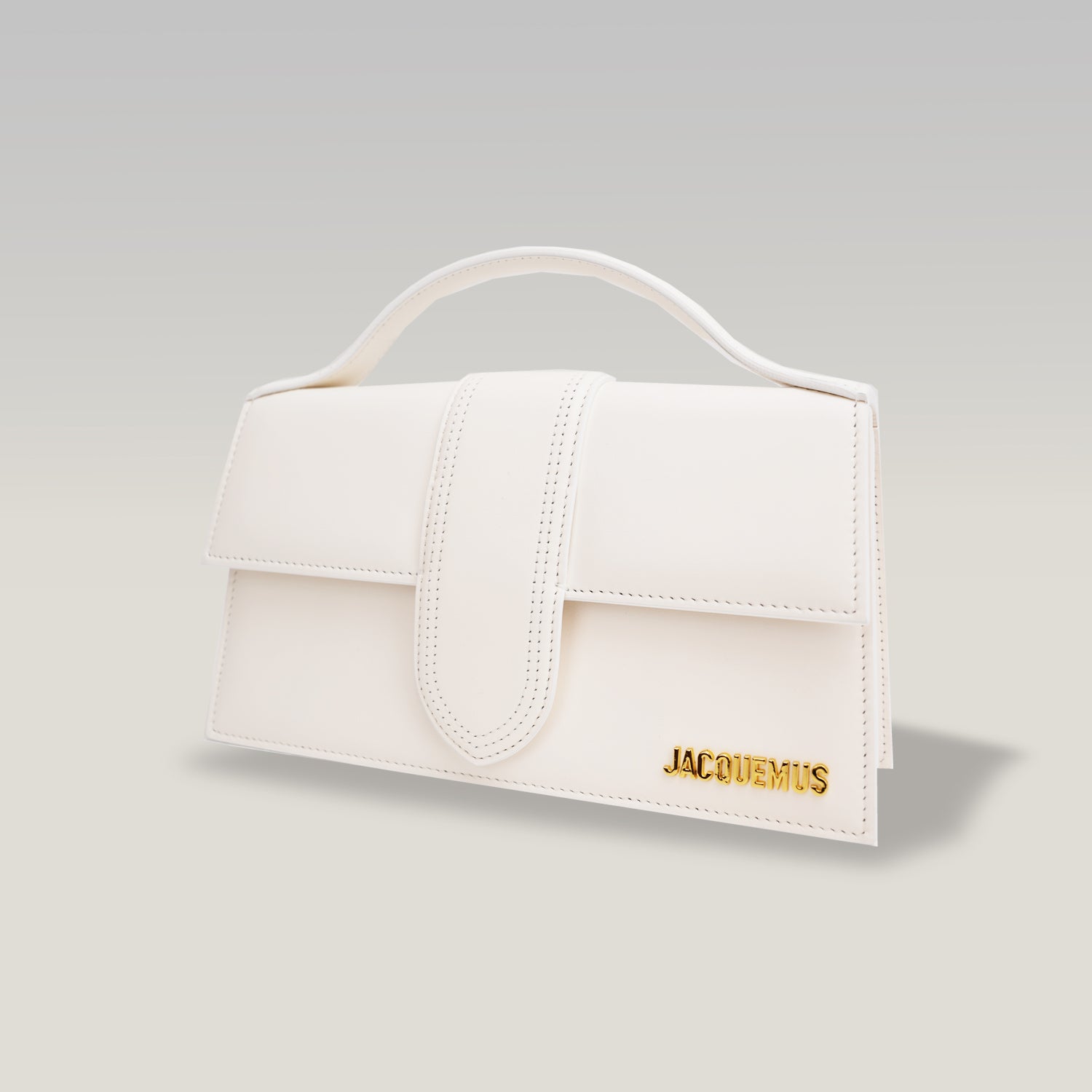 Jacquemus Le Grand Bambino borsa bianca in pelle liscia con logo dorato