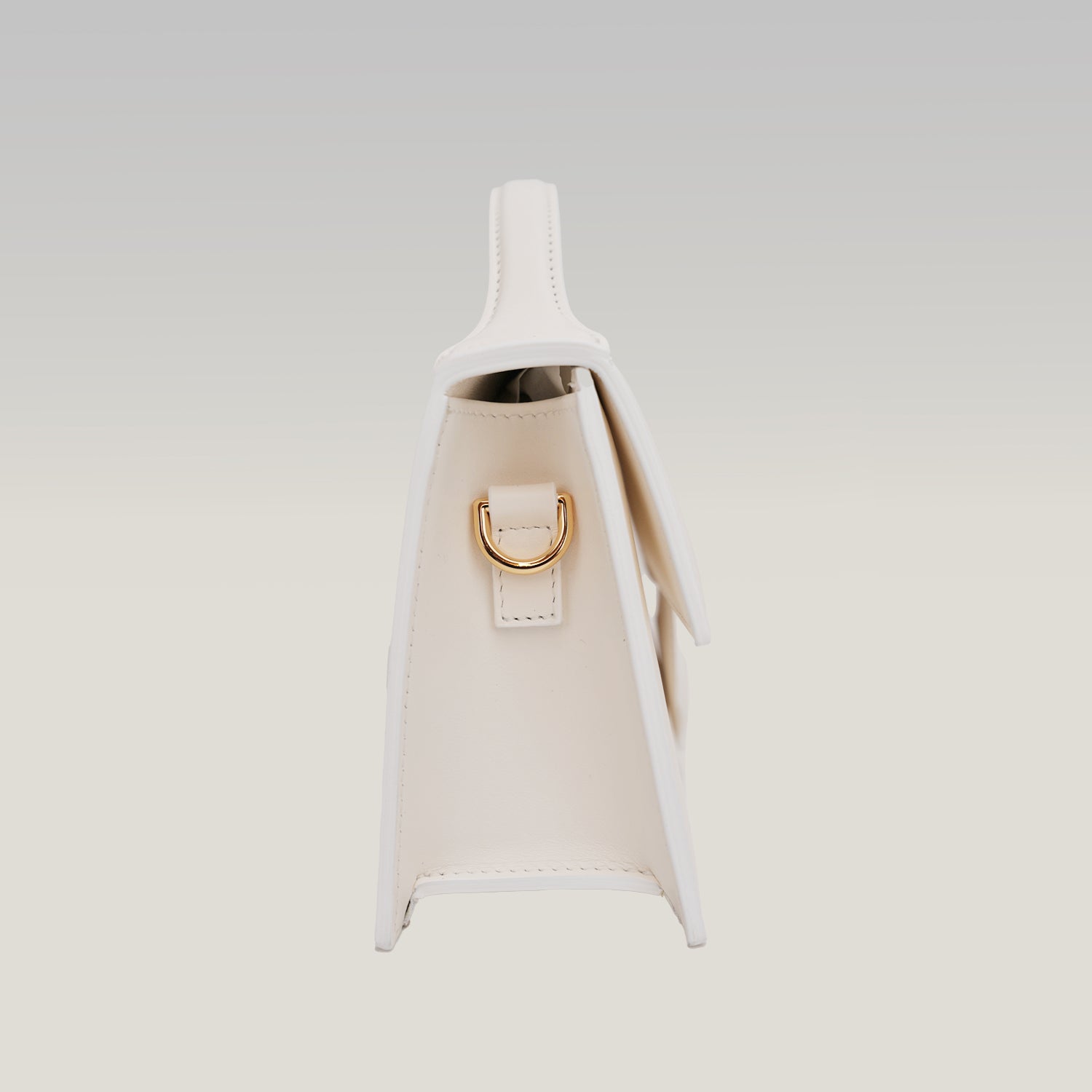 Jacquemus Le Grand Bambino borsa bianca in pelle liscia con logo dorato