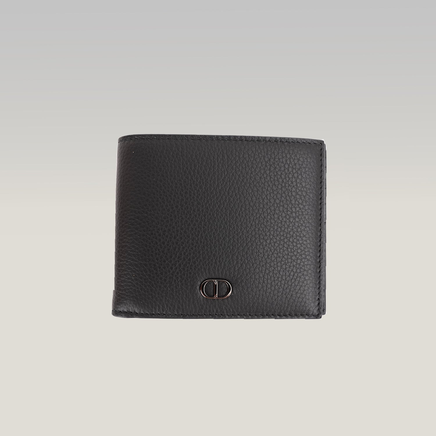 Portafoglio Dior CD Icon Bifold Nero in Pelle Martellata da Uomo