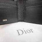 Portafoglio Dior CD Icon Bifold Nero in Pelle Martellata da Uomo