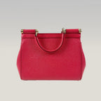 Borsa Dolce & Gabbana Sicily Mini Rossa in Pelle Dauphine con Dettagli Dorati – 20 cm