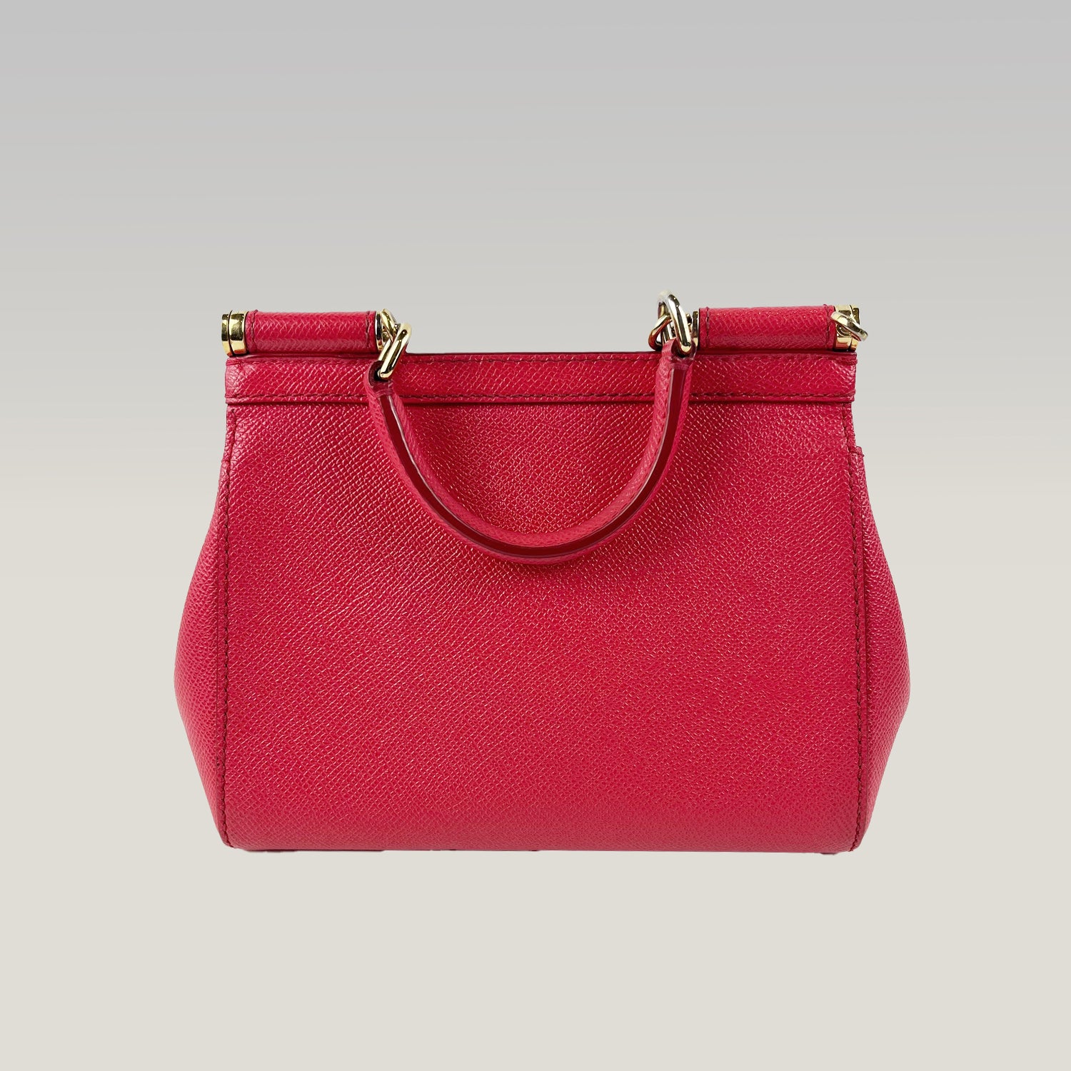 Borsa Dolce & Gabbana Sicily Mini Rossa in Pelle Dauphine con Dettagli Dorati – 20 cm