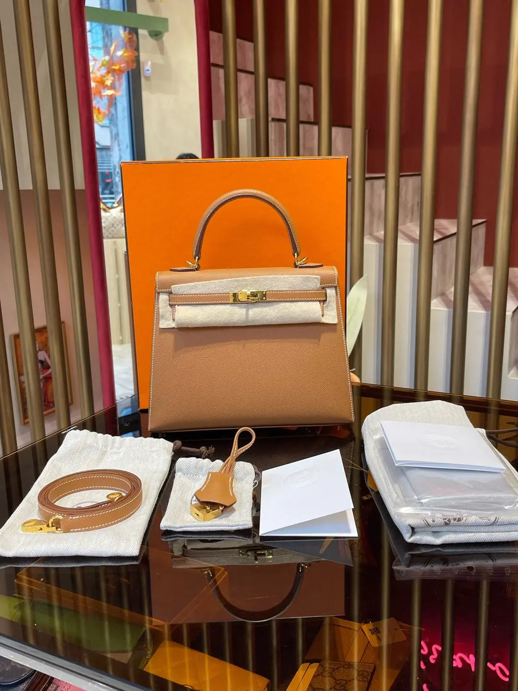Hermès Kelly 25-Color Gold Con Hardware Dorato