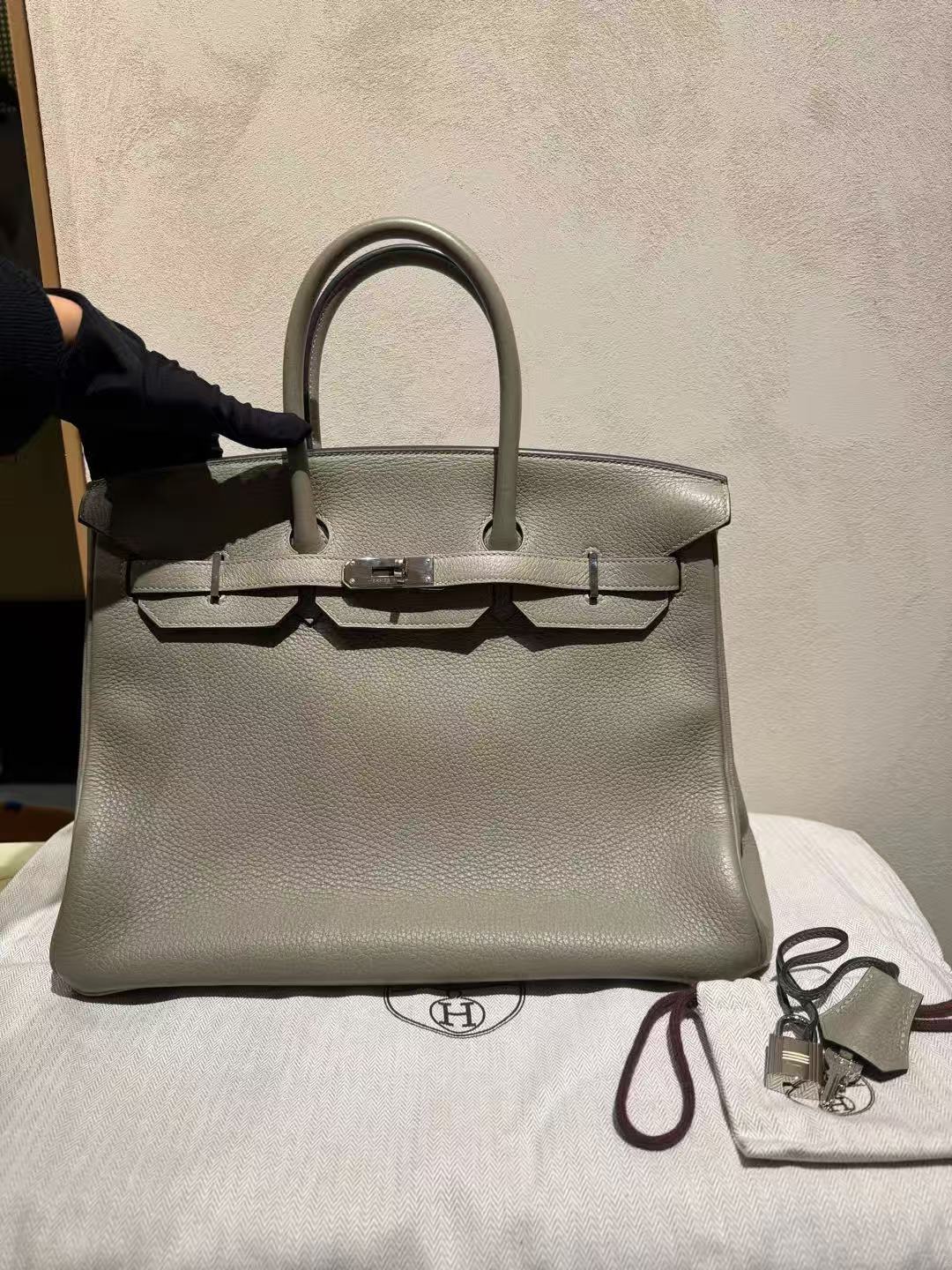 Hermès Birkin 35 in pelle di colore Trench