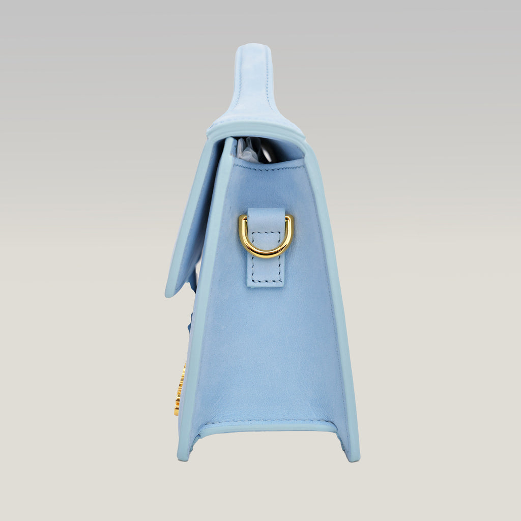 Jacquemus Le Grand Bambino Azzurro in Pelle con Manico