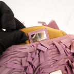 Fendi Baguette Rosa in Suede con Frange e Hardware Dorato