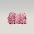 Fendi Baguette Rosa in Suede con Frange e Hardware Dorato