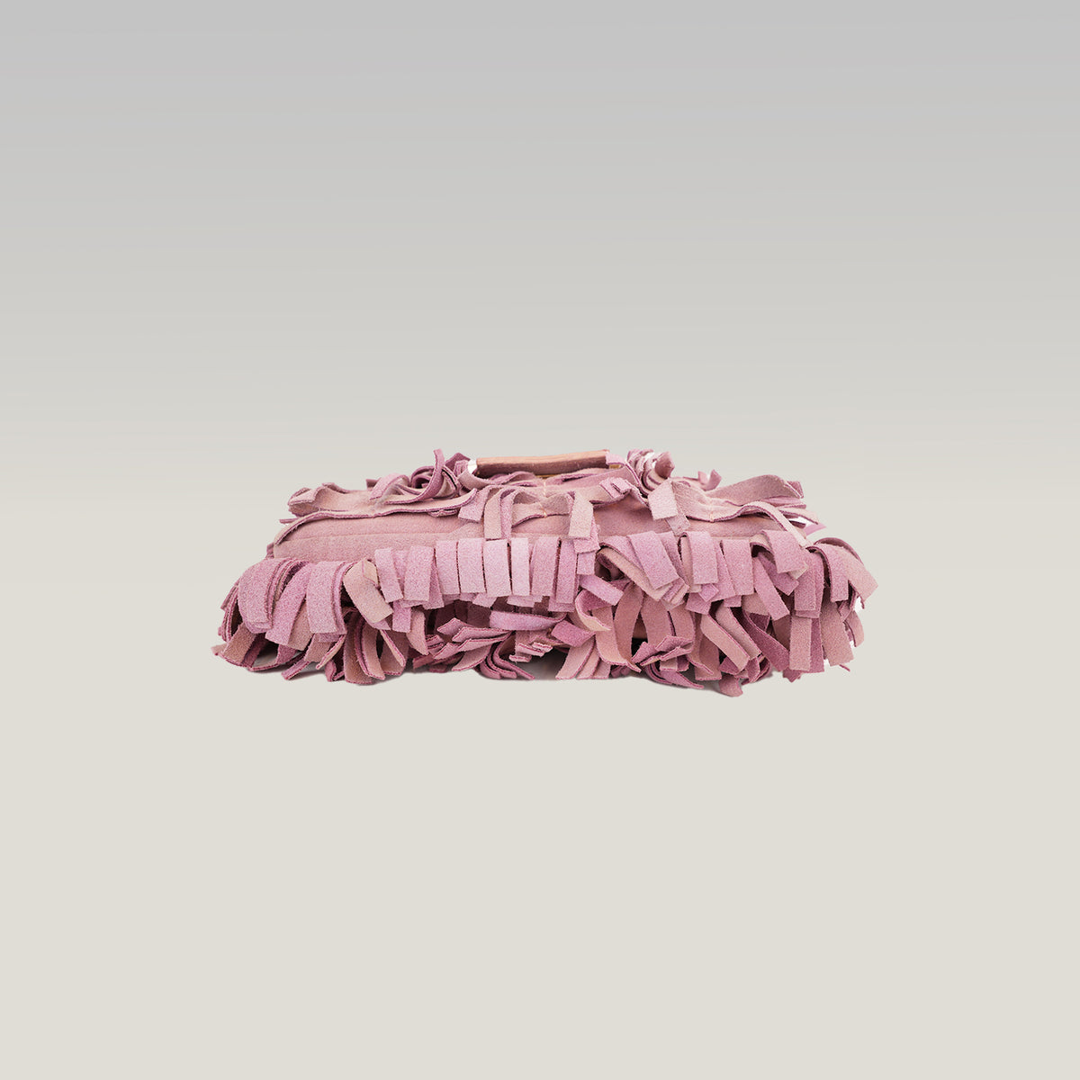 Fendi Baguette Rosa in Suede con Frange e Hardware Dorato