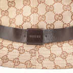 Gucci Cappello Bucket GG Beige in Tela Monogram con Fascia in Pelle Marrone