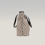 Gucci GG Canvas Tote Bag Blue Beige Monogram Shopper Shoulder Bag Leather Trim