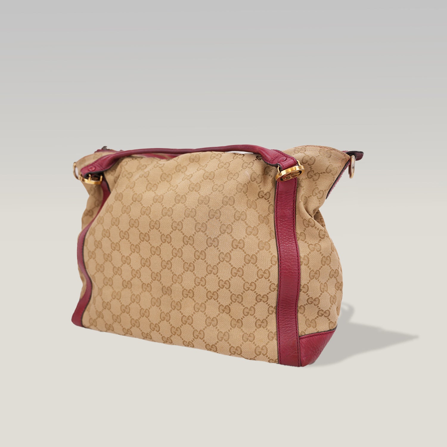 Gucci Borsa 2Way Vintage GG Monogram Beige e Rossa in Tela e Pelle