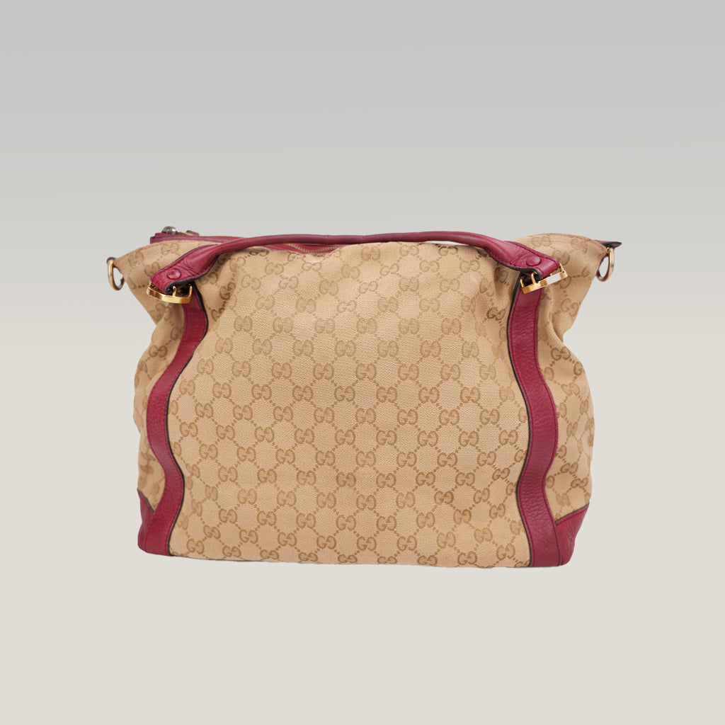 Gucci Borsa 2Way Vintage GG Monogram Beige e Rossa in Tela e Pelle