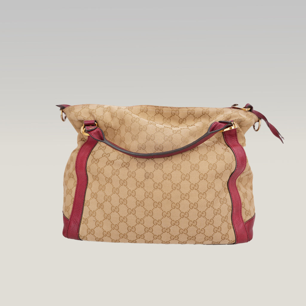 Gucci Borsa 2Way Vintage GG Monogram Beige e Rossa in Tela e Pelle