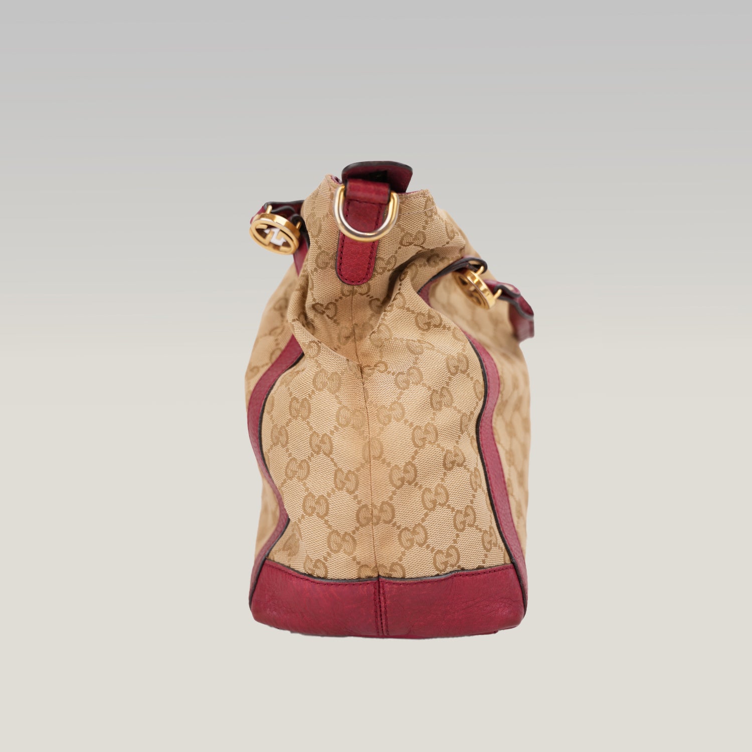 Gucci Borsa 2Way Vintage GG Monogram Beige e Rossa in Tela e Pelle