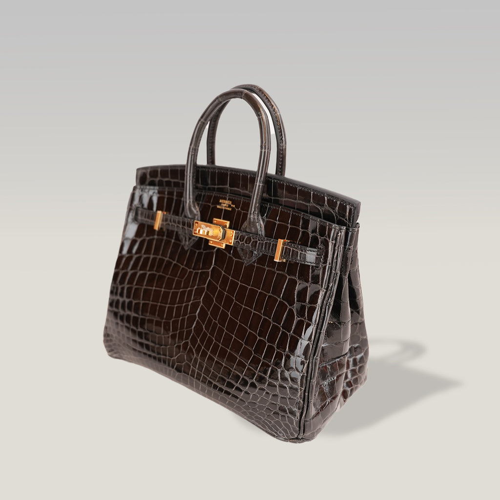 Hermès Birkin 35 Vintage in Coccodrillo Lucido Grigio Grafite con Hardware Dorato