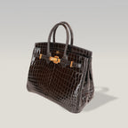 Hermès Birkin 35 Vintage in Coccodrillo Lucido Grigio Grafite con Hardware Dorato