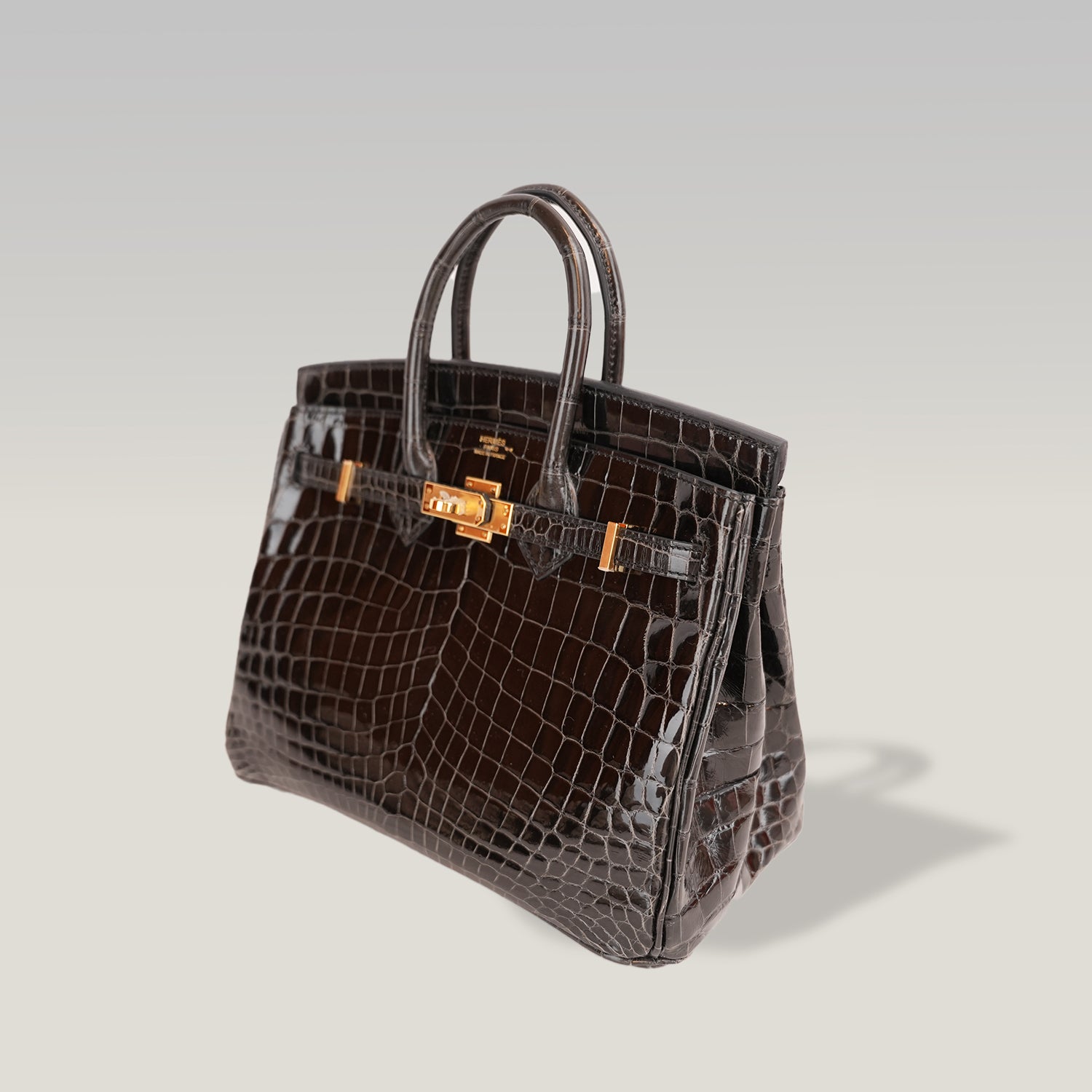 Hermès Birkin 35 Vintage in Coccodrillo Lucido Grigio Grafite con Hardware Dorato