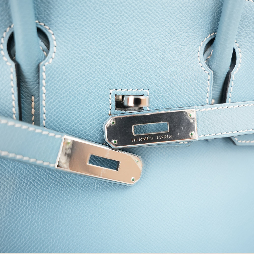 Hermès Birkin 30 Bleu Jean in Pelle Epsom con Hardware Palladio
